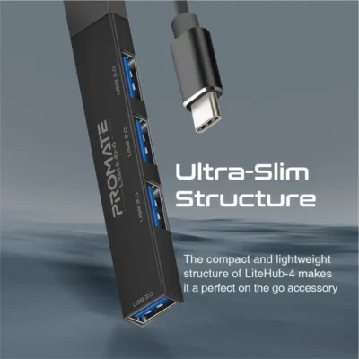 Promate USB-C Hub with 4 USB Ports