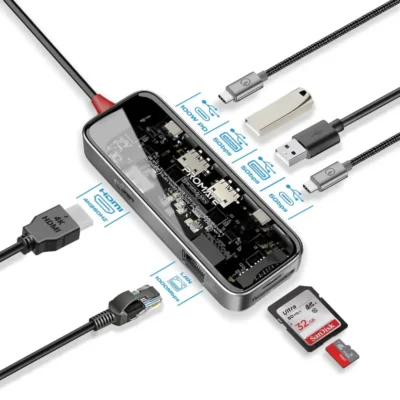 Promate 8-in-1 Transparent USB-C Hub