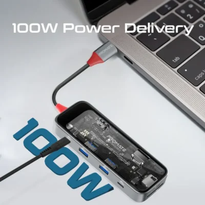 Promate 8-in-1 Transparent USB-C Hub