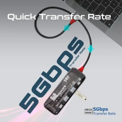 Promate 8-in-1 Transparent USB-C Hub