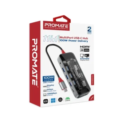 Promate 11-in-1 Transparent USB-C Hub